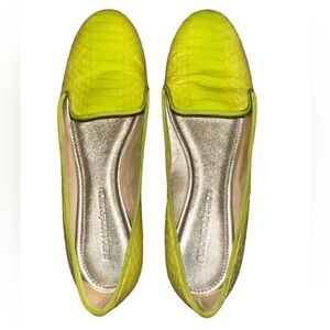{EUC Avec Moderation Leather Mazzaria Flats in Yellow Python Effect Pattern 7}